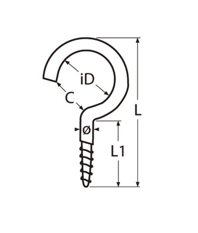 Marinetech Schroefhaak 3,3x60 mm