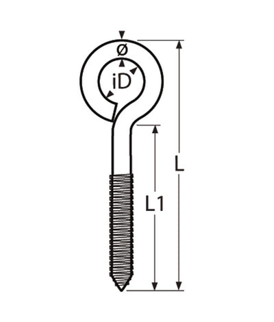 Marinetech Schroefoog 6x60 mm