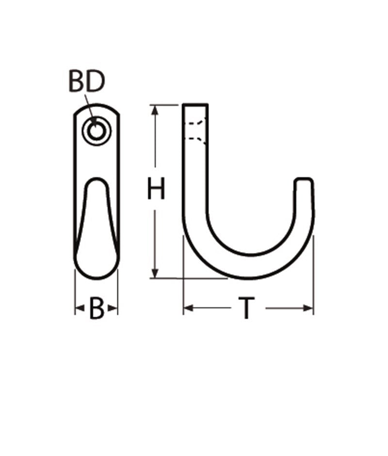 Marinetech Kledinghaak 30x25 mm