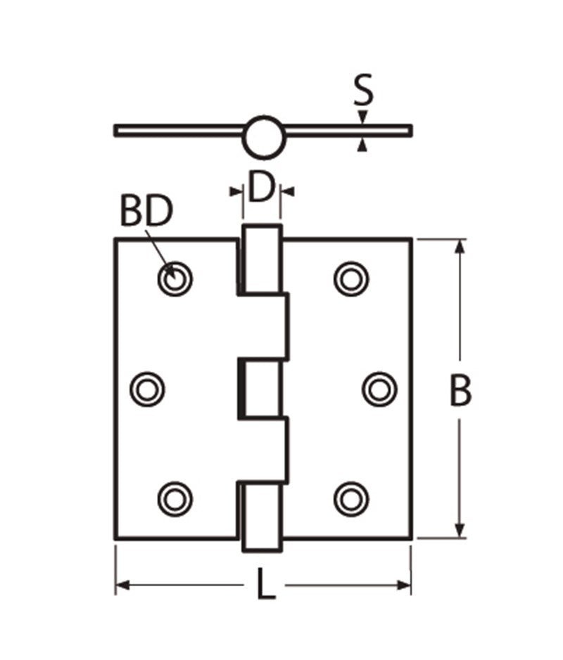 Marinetech Scharnier 75x75 mm