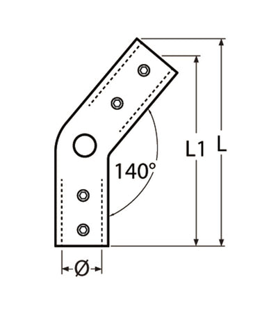 Marinetech Hoekconnector 140°
