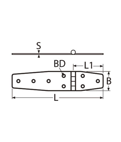 Marinetech Scharnier 180x38 mm