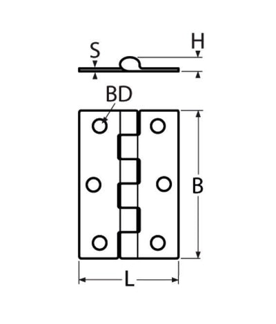 Marinetech Scharnier 50x35 mm