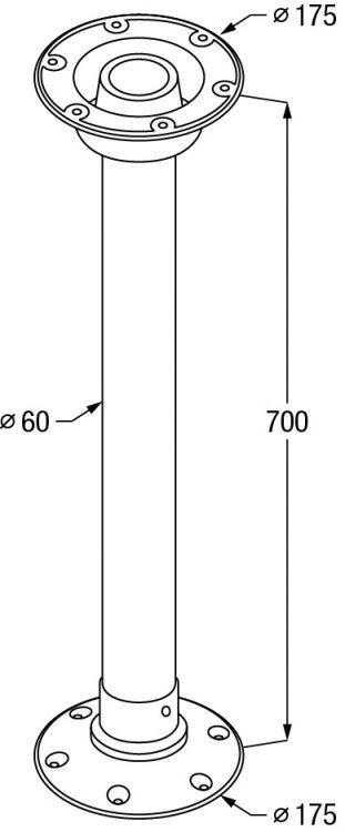 ARC Tafelpoot 70 cm zwart