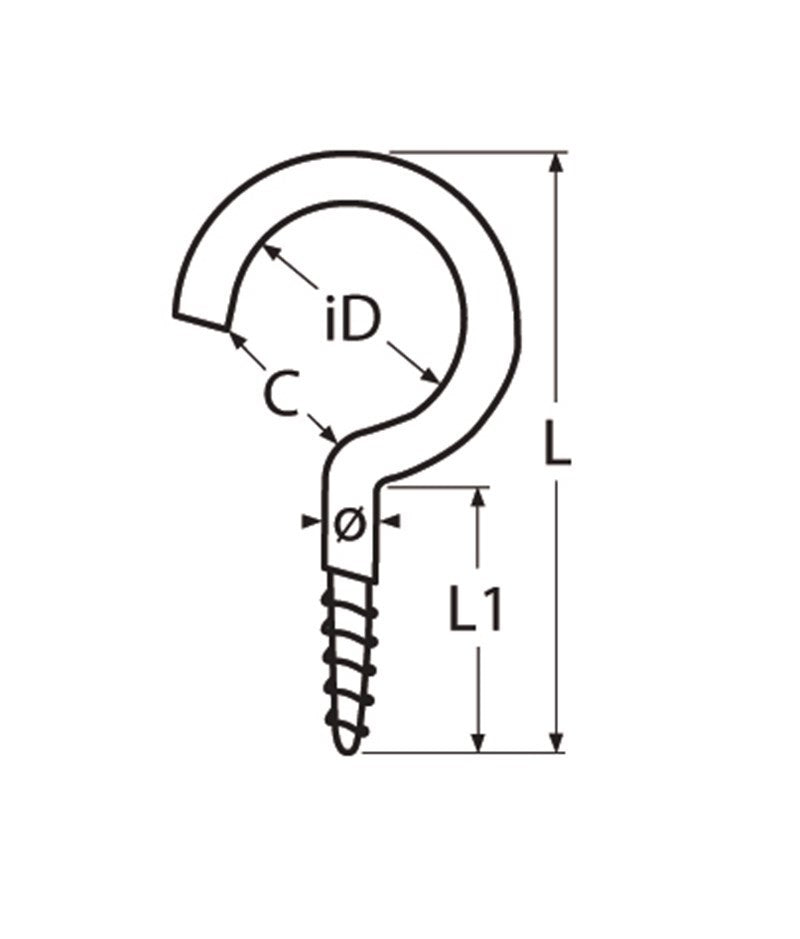 Marinetech Schroefhaak 2,9x40 mm