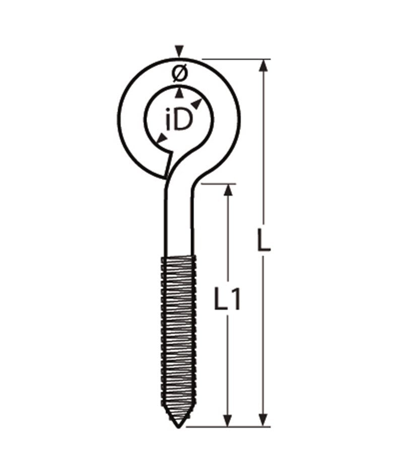 Marinetech Schroefoog 6x60 mm