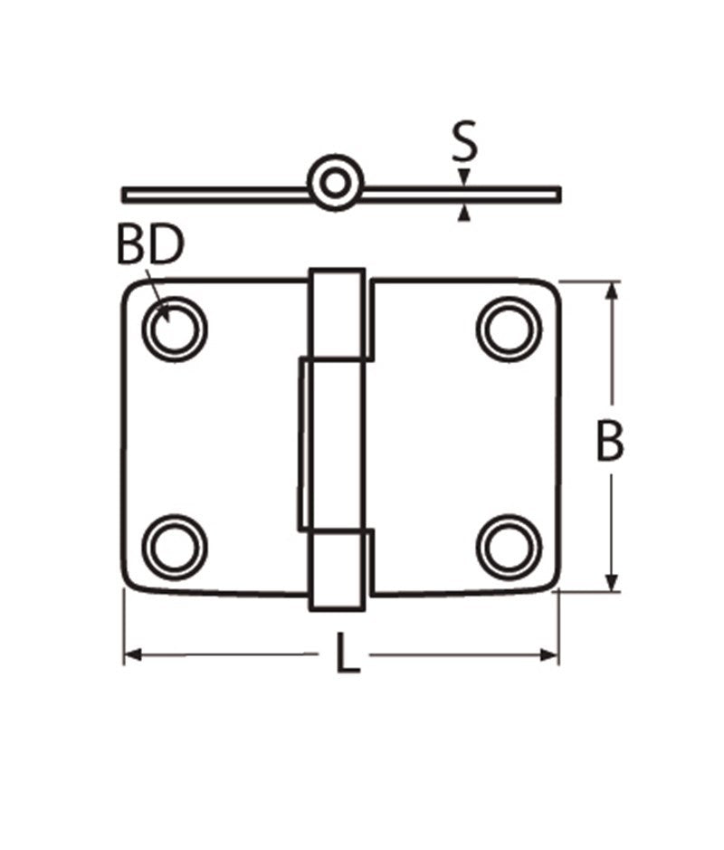 Marinetech Scharnier 49x37 mm