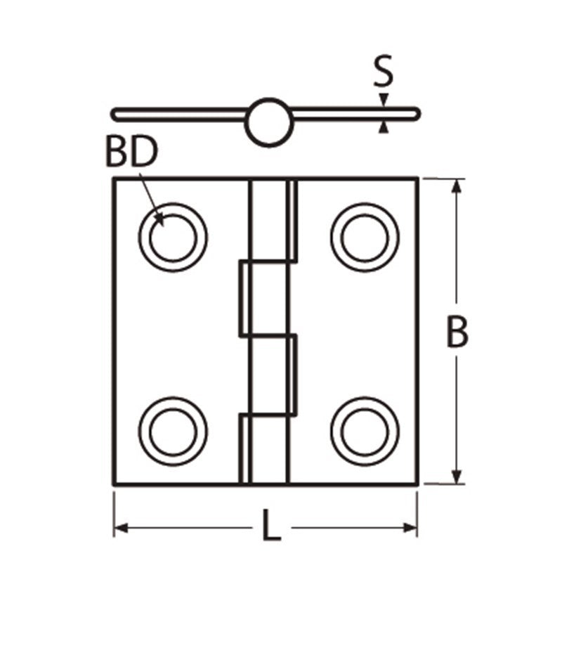 Marinetech Scharnier 38x38 mm