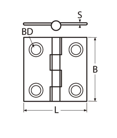 Marinetech Scharnier 38x38 mm