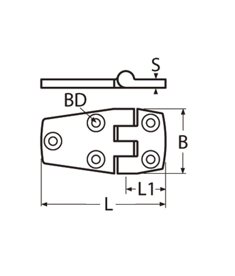 Marinetech Deurscharnier 56x38 mm
