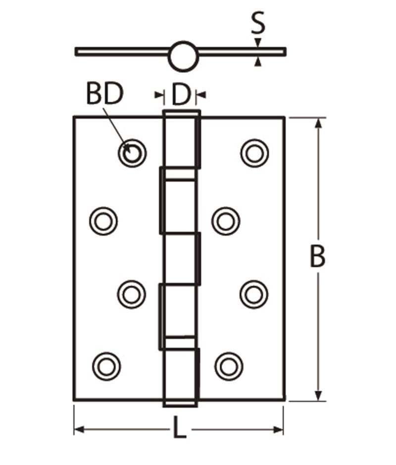 Marinetech Scharnier 100x75x2.5mm