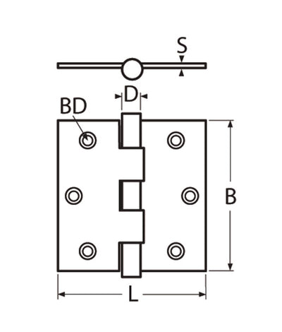 Marinetech Scharnier 75x75 mm
