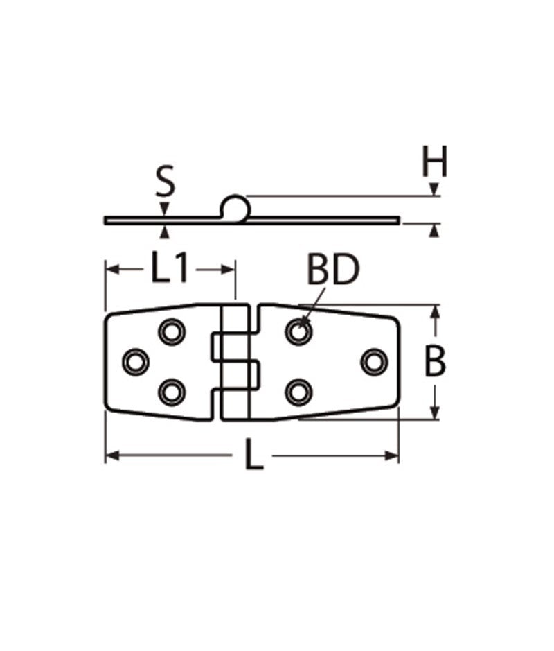 Marinetech Scharnier 68x38 mm