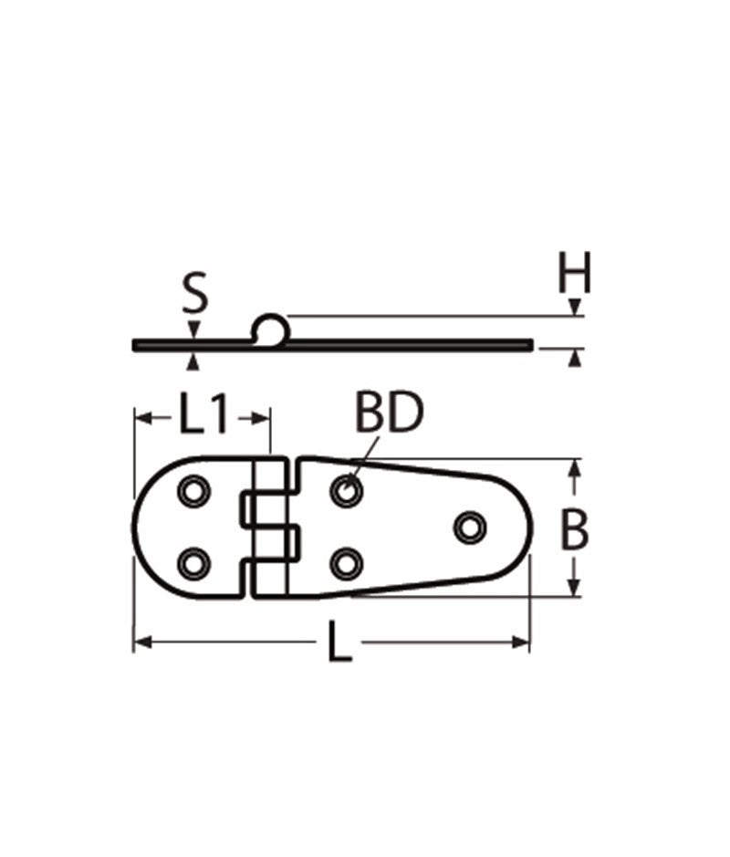 Marinetech Scharnier 110x38 mm