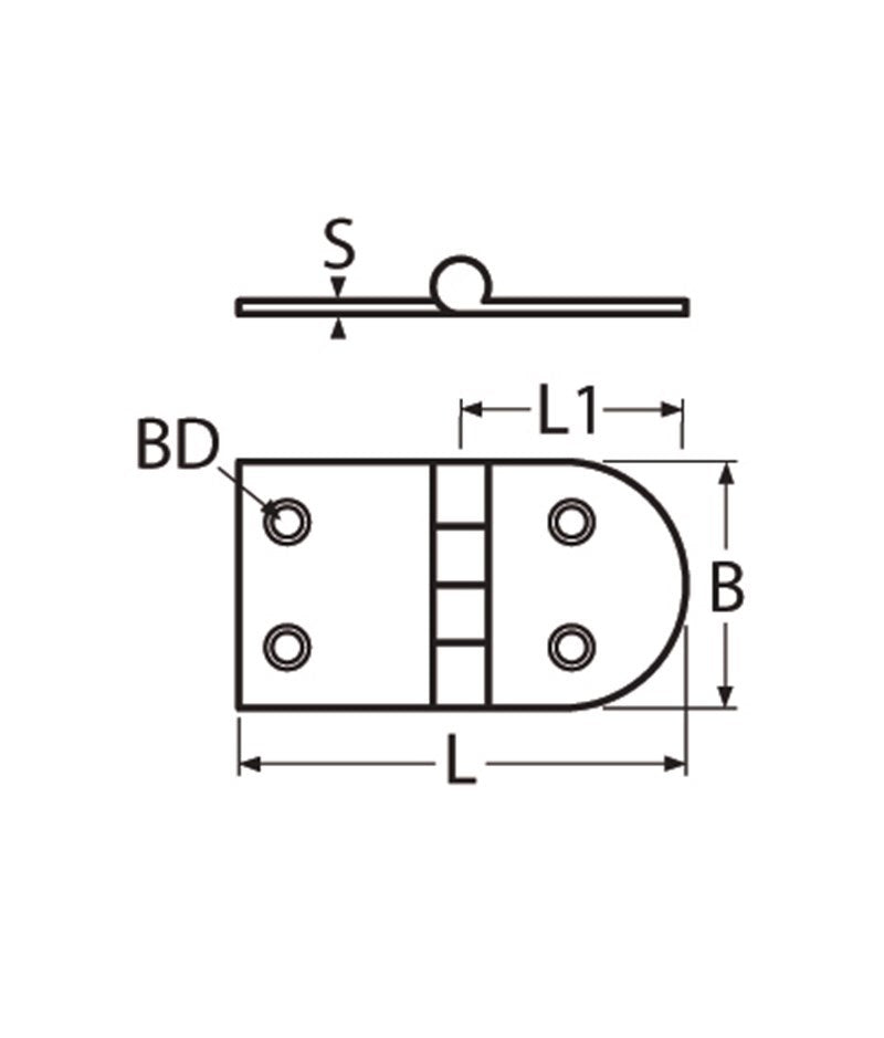 Marinetech Scharnier 70x38 mm