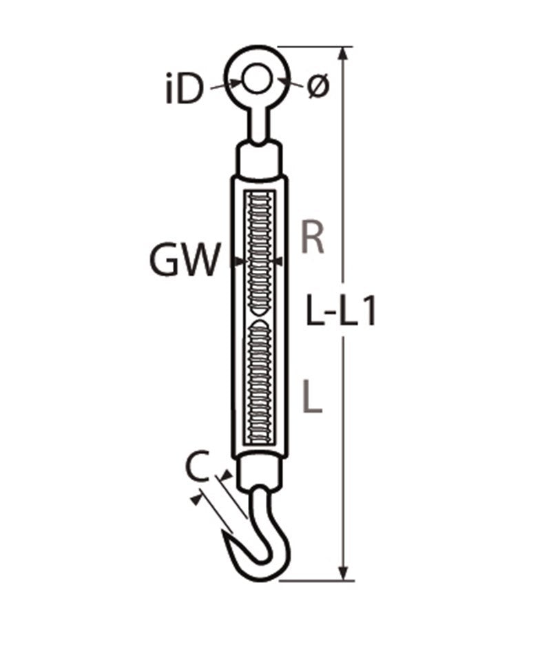 Marinetech Spanschroef M10 open