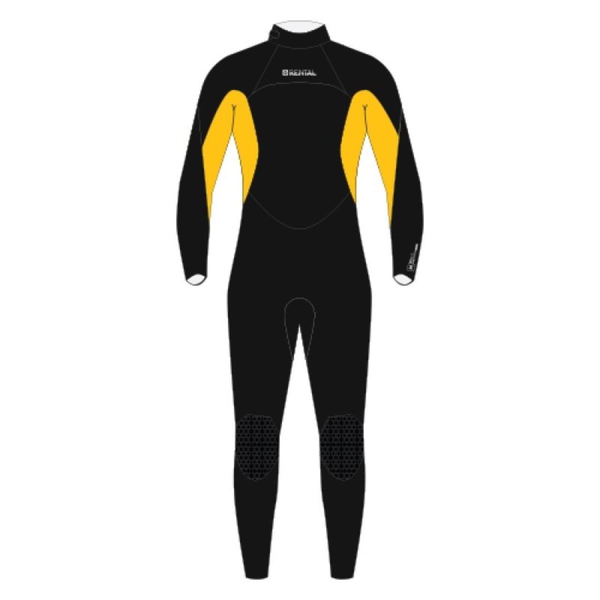 Magic Marine Rental Fullsuit 3/2mm zwart met geel